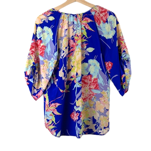 Yumi Kim Joey Blue Floral Silk Top Women's Size Small Revolve - Picture 4 of 10